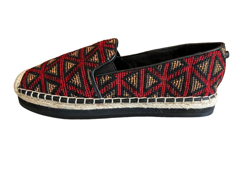 Botkier Sara Kilim Aztec print Platform Espadrille Shoes Red 8.5